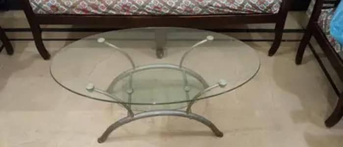 only 7500 Rs Glass Top Center Table with Metal Frame – Used