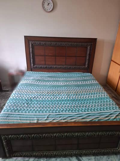 Wooden Bed with Wooden Mirror without Mattress