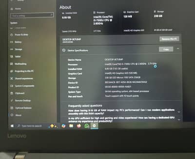 Lenovo ThinkPad T470 | 8/256 | i5 7th Gen | Touch Screen