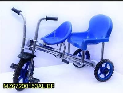 Blue Double Seat Kids Tricycle for Daily Use