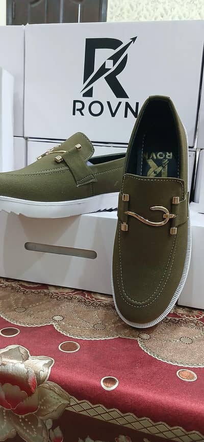 step into elegance olive green gold - accent loafer
