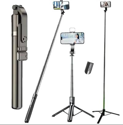 4 IN 1 R1SL Selfie Stick Bluetooth Remote Stand with LED light 5.7FT