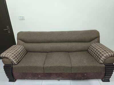 5 seater Sofa set, heavy wooden material. neat and soft