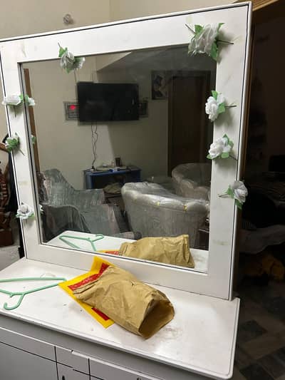 white dressing table full neat and clean