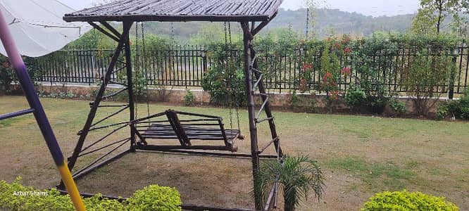 Bamboo swing for garden