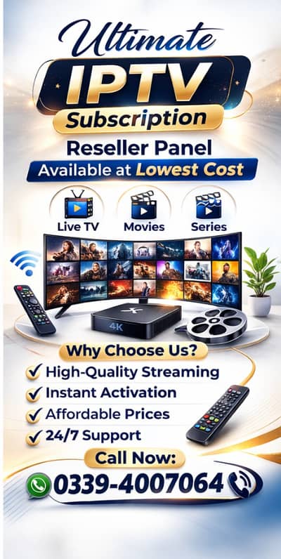 IPTV Service Provider HD Channels + Reseller Panel Available Low Cost