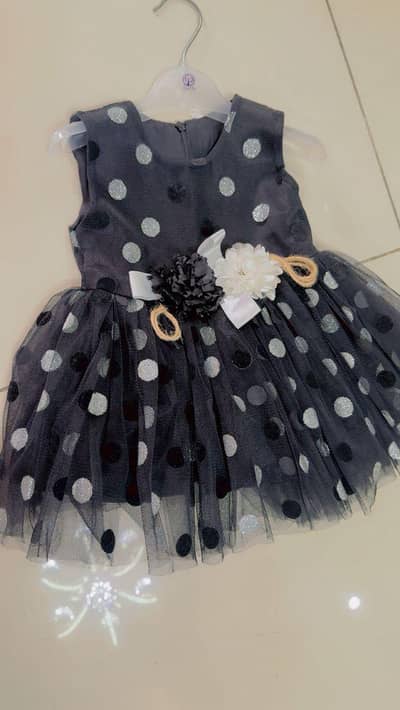 “Eid Special Baby Girl Net Frock – Black & White – Only Rs. 500”