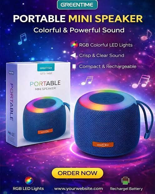 GREATNICE USA ORIGINAL GTS-1468 Mini Portable Bluetooth 5.0 Speaker with 5W High Bass SPEAKER RGB Lighting, 800mAh Battery (5 Hrs Playtime) speaker FM/USB/TF Support