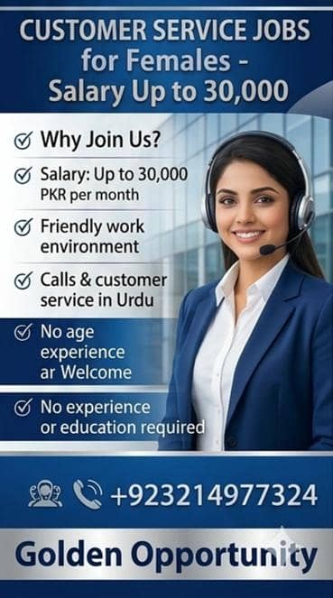 Female Job Opportunity – Urdu Calling Customer Service (30k Salary)
