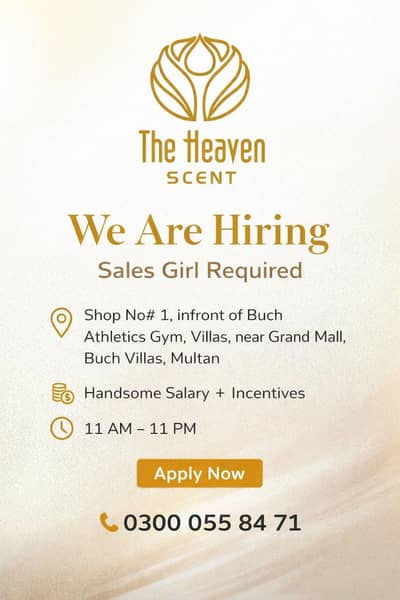  Urgent Hiring – Sales Girl Required 