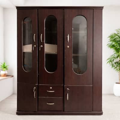 3 Door Wooden Divider  with Mirror – Spacious Storage