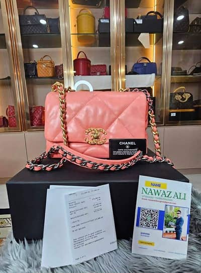 Chanel 19 bag coral pink size 26