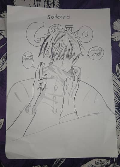 A3 size drawing of gojo satoru from jjk anime