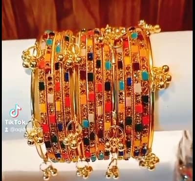Polished Kashmiri Bangles Beautiful & Multi Colour with Fancy Gungroo