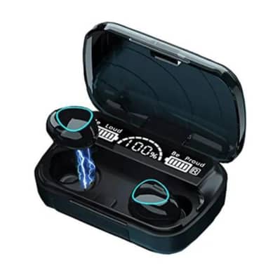 M10 Digital Display Earbuds Black Rechargeable Bluetooth 5.1