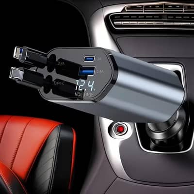 4-in-1 Fast Car Charger with USB AND Type-C Ports