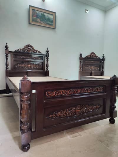 Pure wooden Chinioti 2 Single Beds New. . .