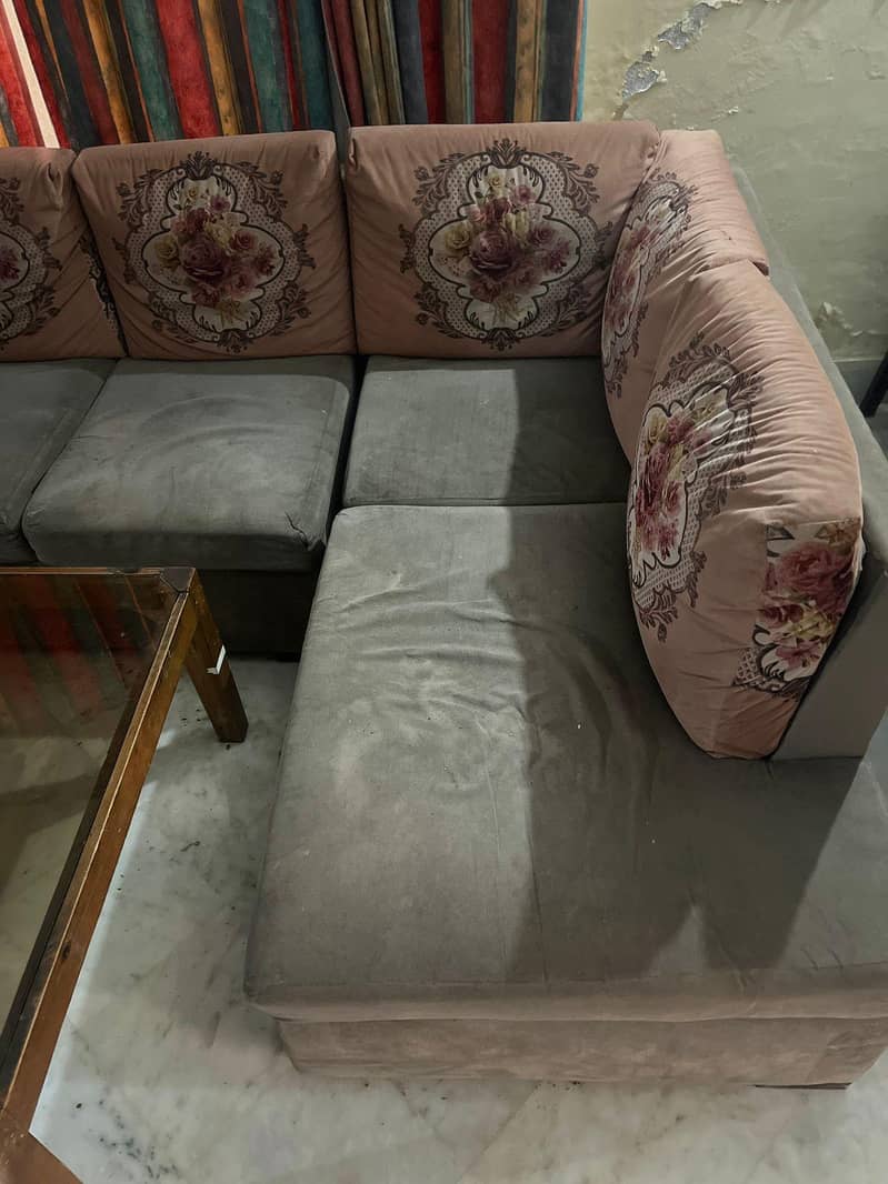 L shape sofa and Table 1