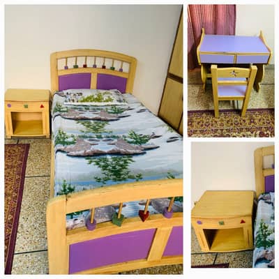 kids bed/ Single Kids Bed Set with Study Table & Side / kids Furniture