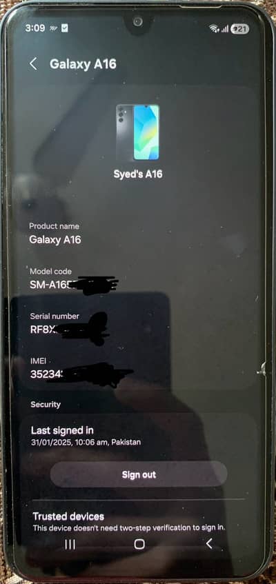Samsung A16 slightly used for 1 year