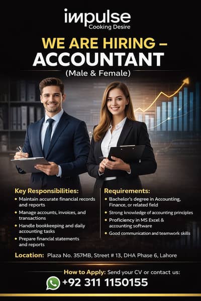 Accountant Required || Male & Female Jobs || Accountant  Job