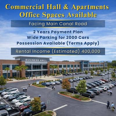 6 marla commercial hall ground  floor facing canal road