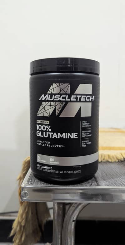 MuscleTech Platinum 100% Glutamine, Unflavoured, 60 Servings