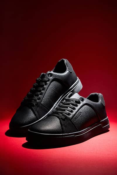 Mans black leather shoes