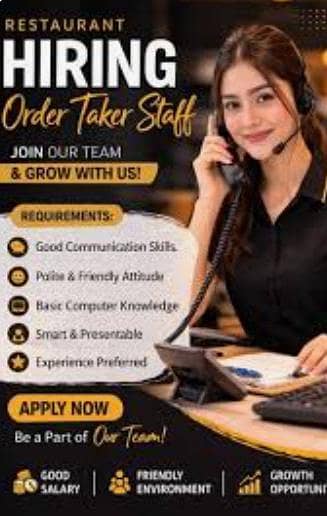 we need female order taker & waitress for Café