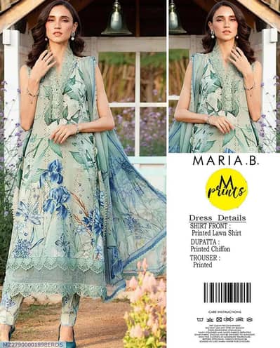 3 Pcs Women printed Lawn suit green summer sale