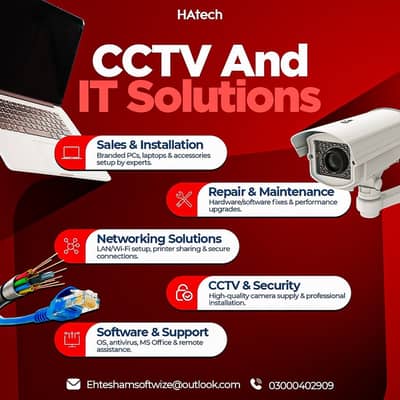 Networking, cctv camera installation, cameras sales, and IT services