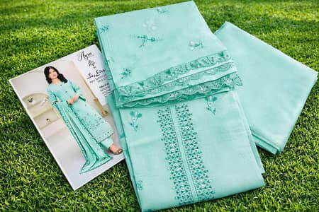 3 peice Embroidery Lawn suit For women