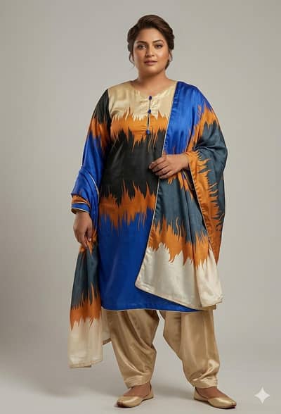 Silk suit (3 piece )(Stiched)