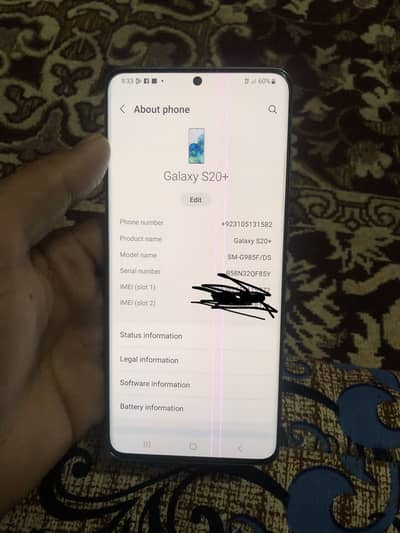 Samsung s20 plus 8+128 non pta but sim 2 warking contact 03025872079