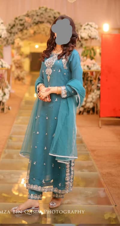 long shirt with straight trouser ND net duppata