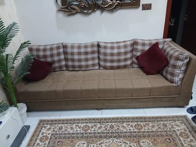 L Shape Brown Sofa Set – Excellent Condition | Less Used