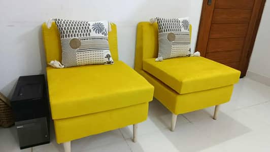 2 single  seater  velvet sofa