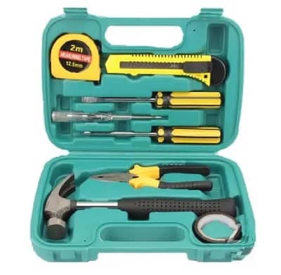 9-in-1 Household Tool kit Box - Complete Home Maintenance Set ( New )