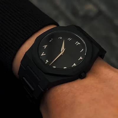 Carbon Fiber Watch Black Arabic Aura With Gift Box