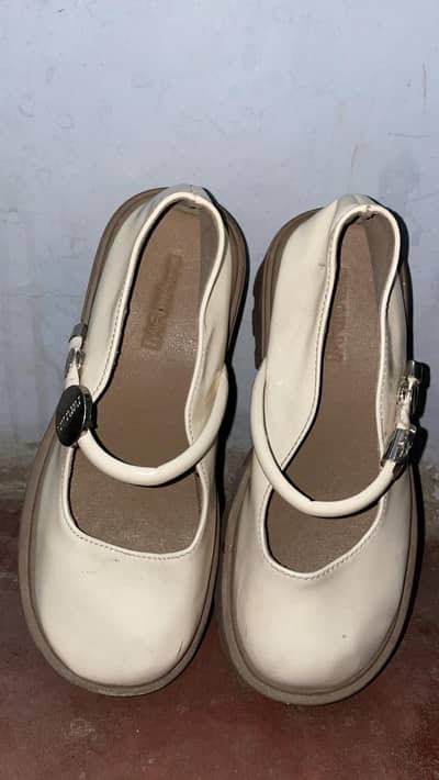 Beige Mary Jane Platform Shoes for Women