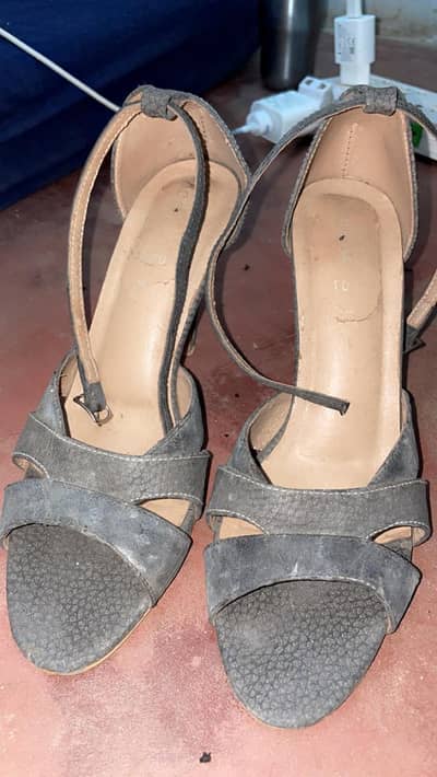 Black Pencil Heel Sandals – Comfortable – Size 7