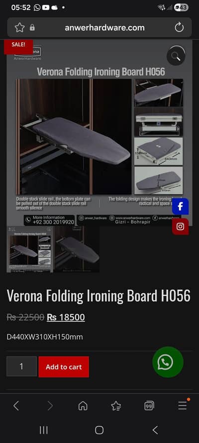 Verona folding iron board
