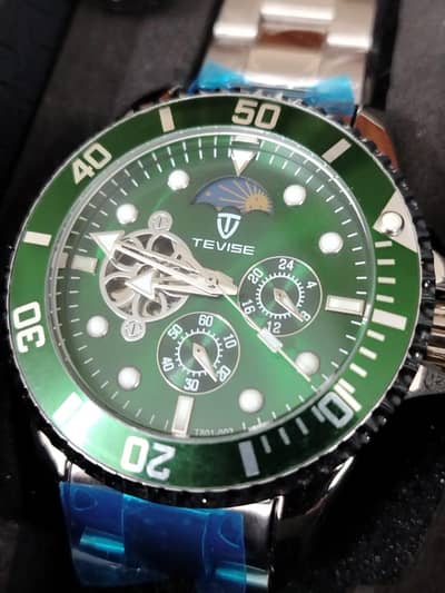 Tevise T801 Original Moon Phase Tourbillion Stainless Steel Watch