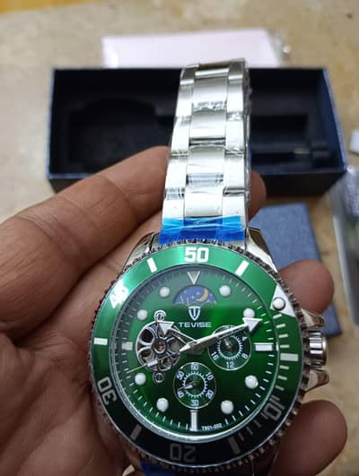 Tevise T801 Original Moon Phase Tourbillion Stainless Steel Watch
