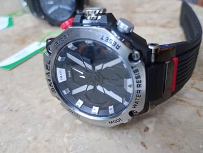 SMAEL Original Digital & Analog  Dual Time Sports Watch (Black Silver)