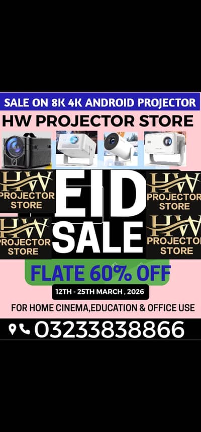 FULL HD 4K ANDROID SMART PROJECTOR/MULTIMEDIA PROJECTOR/ HOME &OFFICE