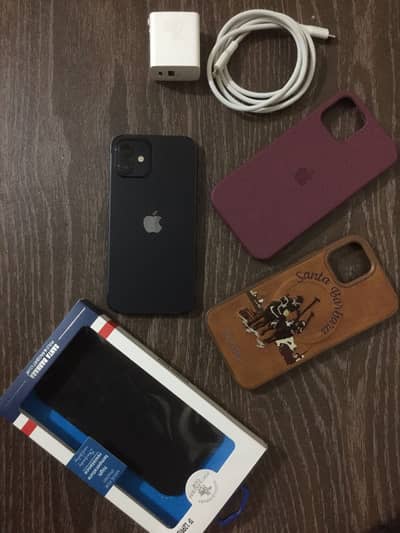 iPhone 12 With Covers and Charger.