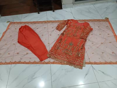 Pink peach colour dress full of heavy and aligent work