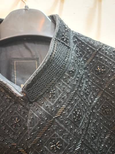 Black Sherwani with Khussa