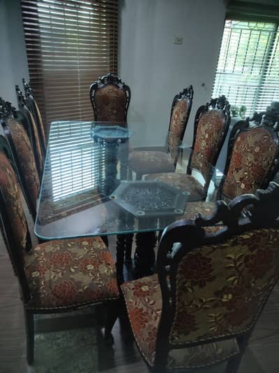 8 Seater Sheesham Wood Dining Table and Chairs